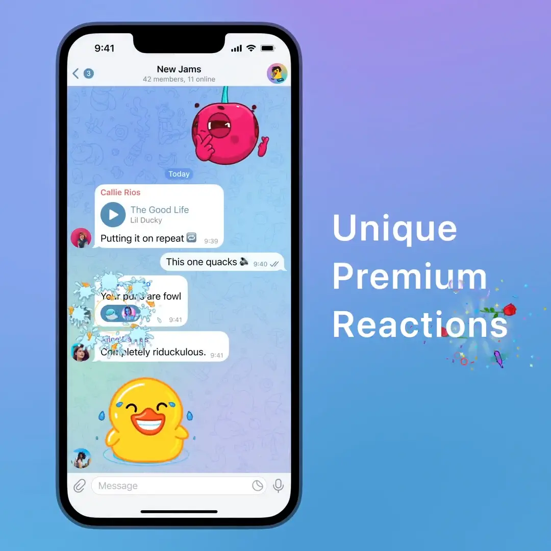 ری اکشن‌های خاص در نسخه پرمیوم تلگرام: احساساتت رو بدون تایپ کردن نشون بده!