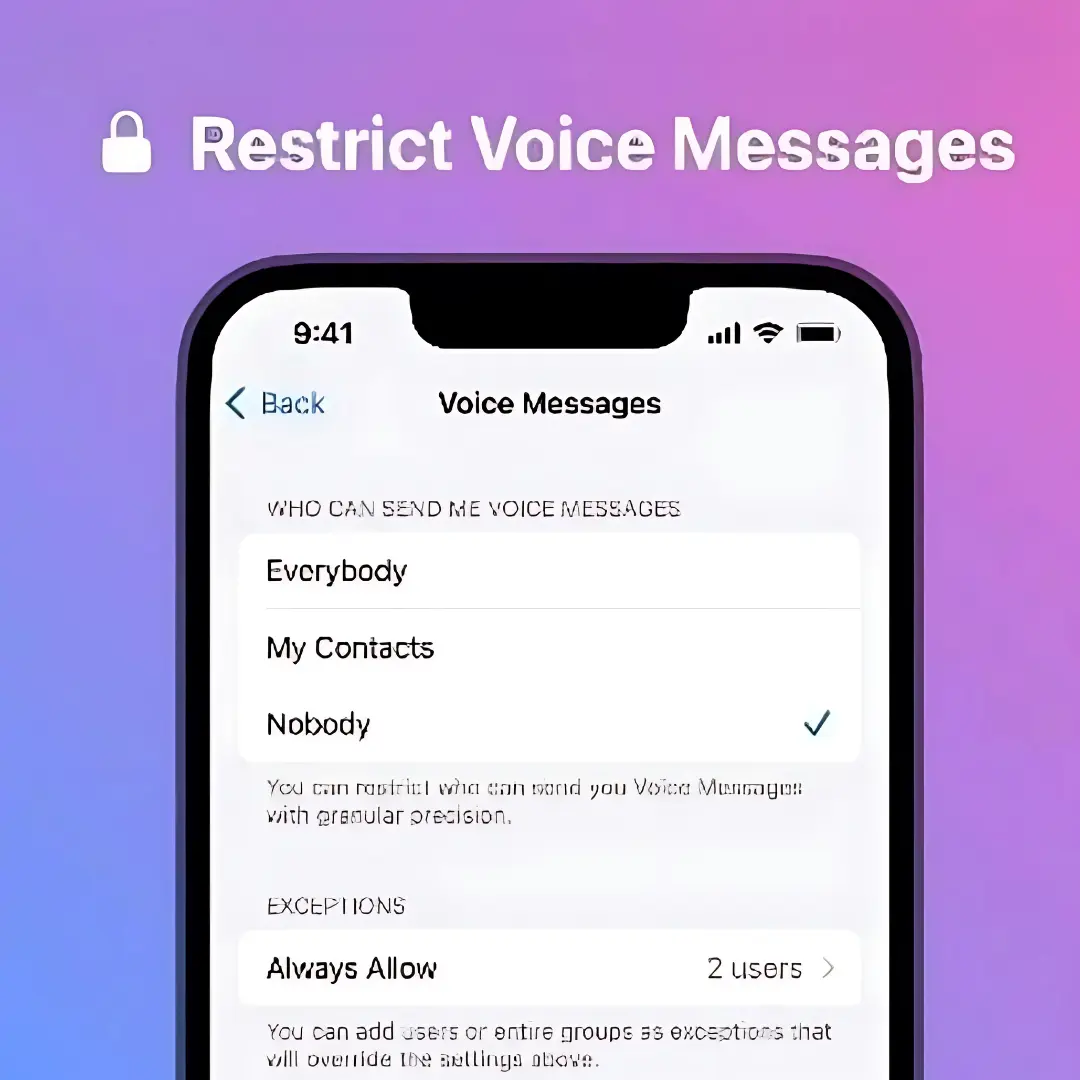 کنترل پیام‌های صوتی و تصویری: راحتی بیشتر با تلگرام پرمیوم